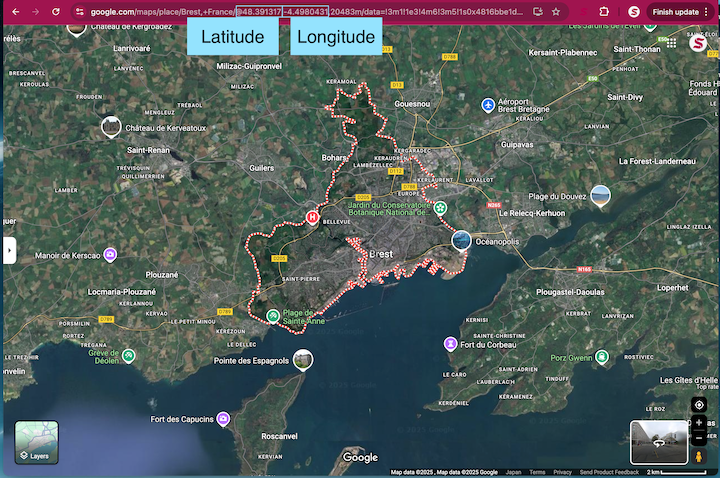 Mapy Google z szerokością i długością geograficzną w URL